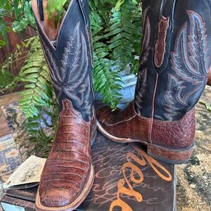 Lucchese Exotic Boots Mens size 10D Caiman Tail EUC Western Cowboy